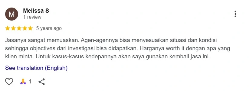Testimoni Pengguna Jasa Detektif Swasta Jessica Melissa S